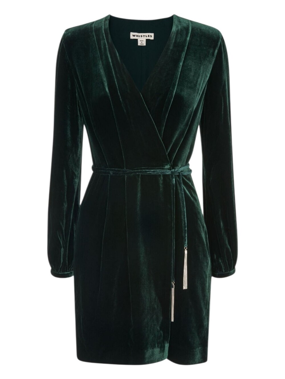 Whistles Lavon Dark Green Silk Velvet Dress Size 10 Retail $359